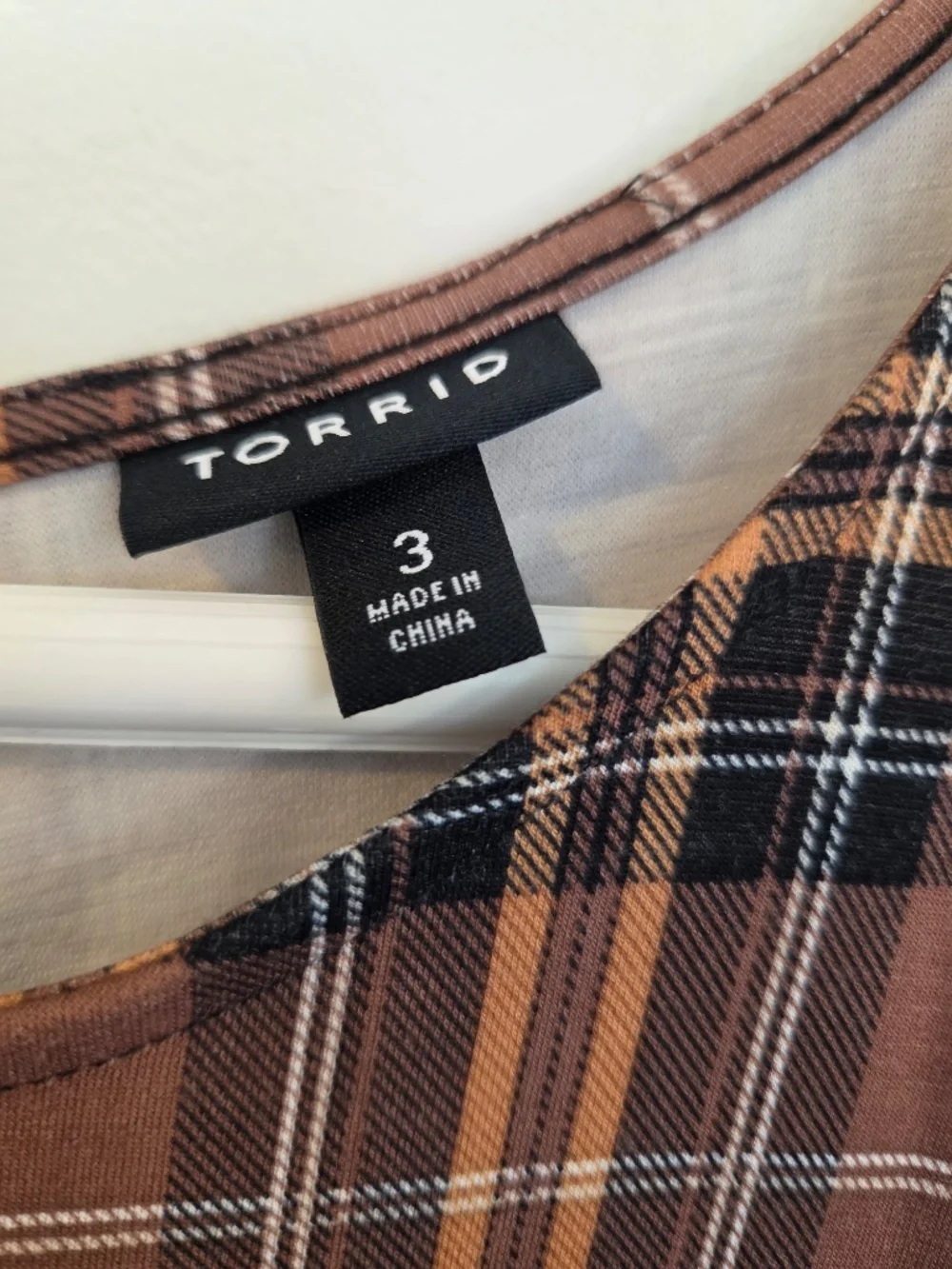 Torrid midi dress size 3X brown/black plaid short sleeves stretch jersey cottage - Picture 3 of 10